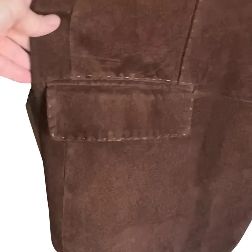 Michael Kors Men's 42R Suede Leather Three-Button Jacket Chocolate Brown